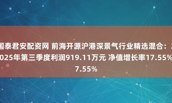 国泰君安配资网 前海开源沪港深景气行业精选混合：2025年第三季度利润919.11万元 净值增长率17.55%